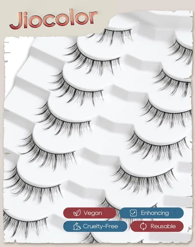 Miniatura 4 de Jiocolor Pestañas de manga de aspecto natural, pestañas de anime, suaves rizo C, Manhua, pestañas naturales coreanas, 3D, banda fina, pestañas