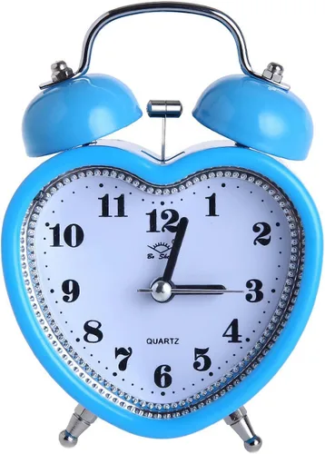 SHISEDECO - Reloj despertador de 3 pulgadas, con doble campana, alarma fuerte, silencioso, analógico, de cuarzo, con luz nocturna, operado por
