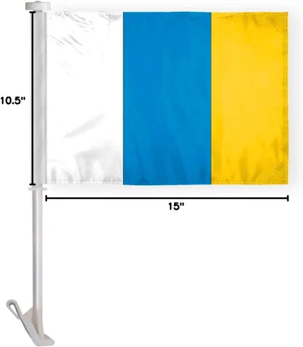 Miniatura 2 de AGAS - Bandera de coche de Islas Canarias de alta calidad de 10.5 x 15 pulgadas, impresa de doble cara en tela de poliéster súper tejida, doble