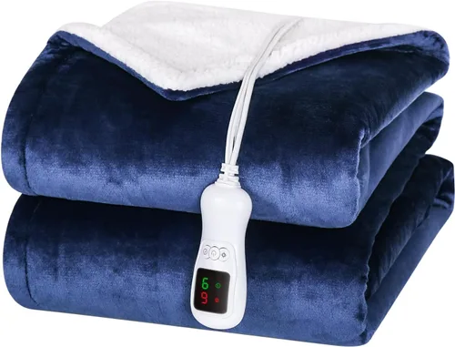 Miniatura 18 de Manta térmica eléctrica, calentador de manta lavable para el hogar para adultos, calentamiento rápido, franela suave súper acogedora de 50 x 60