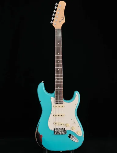 Miniatura 10 de KGD Guitarra eléctrica relic, mástil de arce tostado y diapasón de palisandro, tuerca de hueso, guitarra eléctrica relic de 6 cuerdas, guitarras