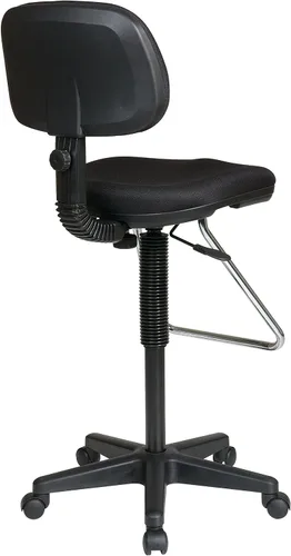 Miniatura 3 de Office Star DC Series - Silla de dibujo neumática ajustable con reposapiés de lágrima cromada, tela negra icono
