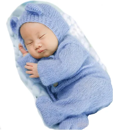 2 piezas de accesorios de fotografía para recién nacidos, trajes de fotos para niños, sesiones de fotos de bebé, disfraz de niña con sombrero de oso