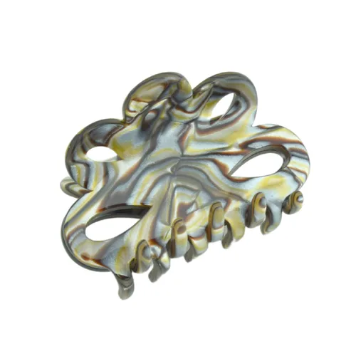 Miniatura 10 de French Amie Flor pequeña 2 1/4 pulgadas hecha a mano acetato de celulosa cubierta de pinza de resorte antideslizante agarre pinzas para el cabello