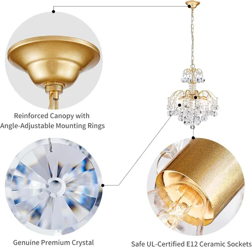 Miniatura 3 de WUZUPS Candelabro colgante de cristal con 5 luces, lámpara de techo moderna para dormitorio, pasillo, bar, cocina, baño, 20.3 pulgadas de alto
