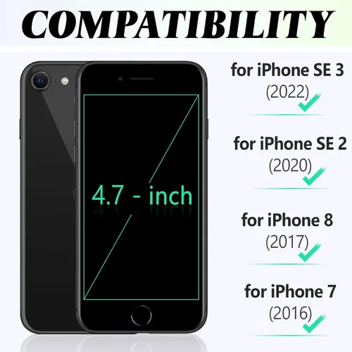 Miniatura 2 de TUCCH Funda tipo cartera para iPhone SE 2022/SE 2020/iPhone 8/7, tarjetero con función atril de piel sintética, magnética, funda protectora de Negro