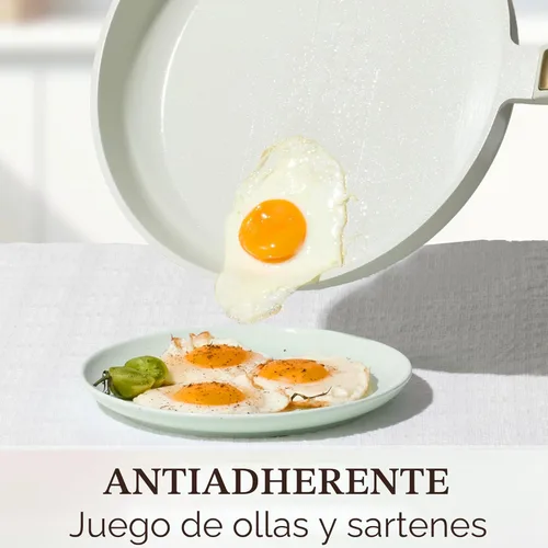 Miniatura 3 de CAROTE Juego de utensilios de cocina de cerámica antiadherente, 14 ollas y sartenes antiadherentes, no tóxico y sin PFAS, lavavajillas, juego