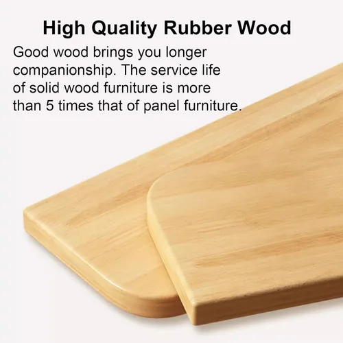 Miniatura 4 de Mesa de comedor rectangular de madera maciza, mesa de cocina rústica con almohadillas antideslizantes para los pies, estructura estable, adecuada