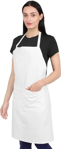 Miniatura 20 de Delantal de cocina de algodón resistente a las gotas de agua con delantales ajustables para mujer con bolsillos 8 opciones de color para cocinar