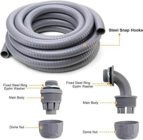 Miniatura 4 de DWALE Kit de conducto y conector estanco a los líquidos, conducto eléctrico flexible no metálico hermético, kit de conducto eléctrico de 1/2 pulgada