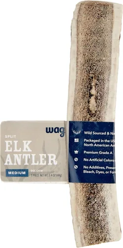 Marca Amazon – Cuerno de alce dividido Wag con desprendimiento natural, de larga duración para masticadores agresivos, mediano (mejor para perros de