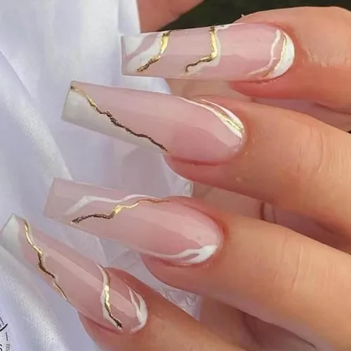 Miniatura 8 de Hkanlre - Uñas postizas cortas a presión con forma de almendra, uñas falsas de acrílico blancas brillantes, uñas postizas de cobertura completa