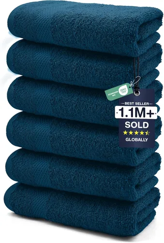 Miniatura 132 de DAN RIVER Paquete de 6 toallas de mano de alta calidad (16 x 28 pulgadas), 100% algodón, ultra suaves, ligeras, altamente absorbentes, para baño