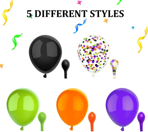Miniatura 2 de 50 Piezas Globos de Halloween de 12 Pulgadas Naranja Negro Morado Verde Globos de Confeti para Halloween Fiesta de Dulce o Truco Fiesta Fantasma