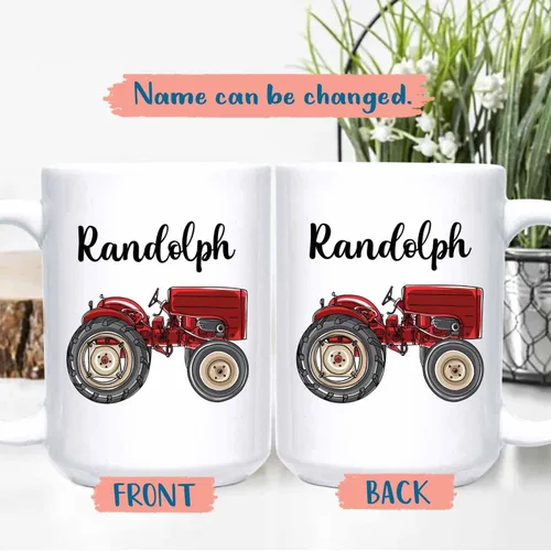 Miniatura 2 de Tazas de café personalizadas con nombre "Born To Farm Forced To Go To School" de 11 onzas y 15 onzas, taza de café personalizada para tractores