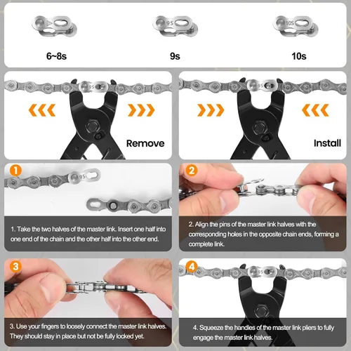 Miniatura 5 de Conjunto de herramientas de reparación de cadena de bicicleta Oumers, herramienta de rotura de cadena de bicicleta, alicates de eslabón maestro