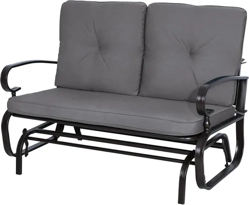 Miniatura 9 de Incbruce silla mecedora para exteriores y columpio para jardín, banco para patio con capacidad para 2 personas, juego de silla con estructura