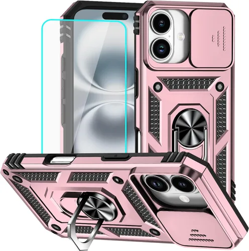 Miniatura 32 de HNHYGETE Funda para iPhone XR con protector de pantalla HD: [grado militar de 20 pies probada en caídas] Funda protectora para cámara deslizante a