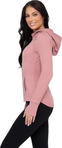 Miniatura 3 de Sudadera con capucha para mujer,manga larga, cierre completo, Yogalicious