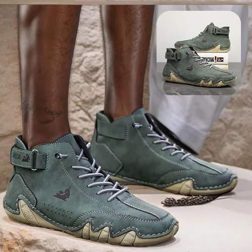 Miniatura 34 de JishinGal Botas Chukka de ante para hombre, ligeras, descalzas, para caminar, al aire libre, informales, italianas, hechas a mano, de caña alta, sin