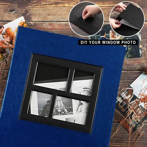 Miniatura 4 de Ywlake - Álbum de fotos de 4 x 6 pulgadas con 500 bolsillos, capacidad extragrande, para fotos familiares o de boda, capacidad para 500 fotos Azul
