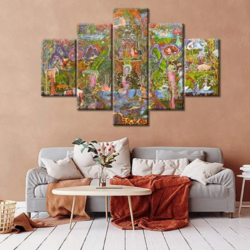 Miniatura 59 de Arte de pared con varios paneles, calendario maya, imágenes de piedra del sol, pinturas de civilización azteca sobre lienzo, sala de estar