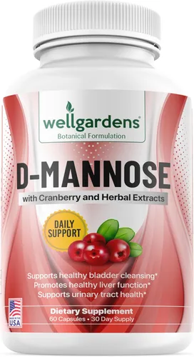 D-manosa 100% pura con extracto de arándano, ayuda a limpiar impurezas, salud natural del tracto urinario, cápsulas de apoyo al hígado y la vejiga,