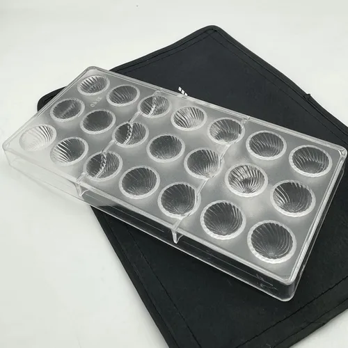 Miniatura 5 de Molde de policarbonato para bombas de chocolate, 21 tazas, forma de bala en espiral, molde para inyección, molde de inyección de plástico sólido