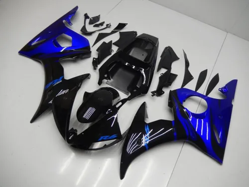 Miniatura 2 de Molde de inyección azul negro brillante para Yamaha YZF 2003-2005 R6 y 2006-2009 R6S nuevo kit pintado ABS plástico motocicleta carrocería mercado