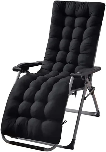 Cojín extraíble para silla mecedora, cojín de asiento reclinable con respaldo alto, lavable para jardín, patio, piscina, color negro, 67 x 20