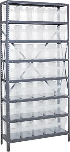 Miniatura 434 de Quantum QSBU-245BK Heavy Duty Shelving Unit with (7) Shelves and (24) QUS245 Black Bins for Garage Warehouse Storage Distribution 400 lb Load