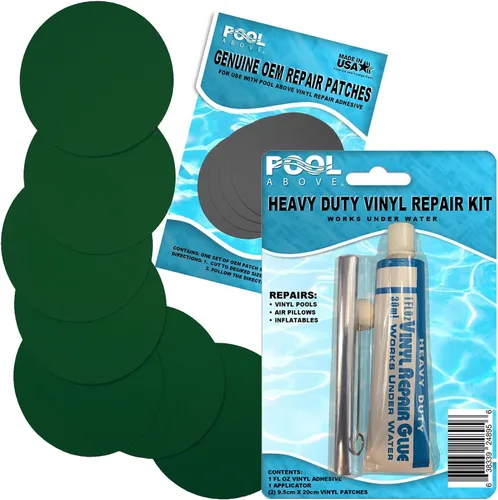 Miniatura 26 de Kit de parches de reparación de vinilo resistente para reparación de revestimientos de piscina sobre el suelo; inflables de pegamento y parches; Azul