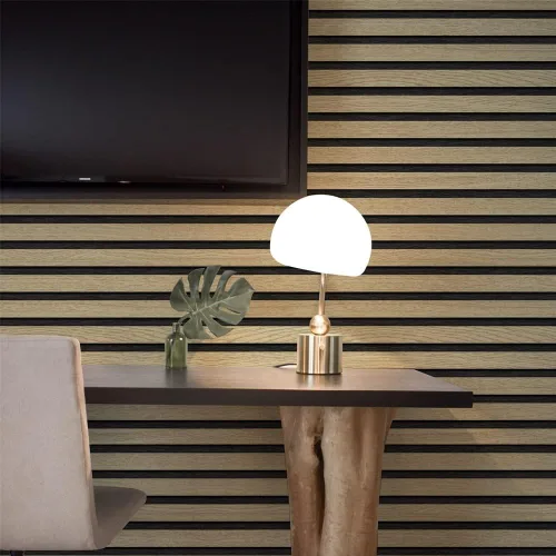 Miniatura 3 de myforHD Papel tapiz despegable y adhesivo de rejilla de madera con rayas, papel tapiz autoadhesivo de madera falsa, papel de contacto de madera