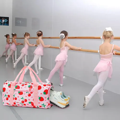 Miniatura 6 de BTOOP Bolsa de lona para niñas, niños, gimnasio, deportes, mujer, bolsa de viaje para entrenamiento, fin de semana, con compartimento para zapatos