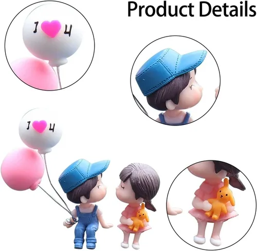 Miniatura 4 de MiOYOOW 4 piezas de adornos de pareja de coche, adornos de coche de globo de parejas de dibujos animados mini, lindos accesorios de tablero