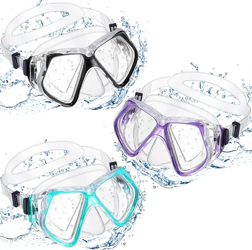 Miniatura 12 de Fabbay 3 gafas de natación con cubierta para la nariz, gafas de natación para adultos, esnórquel, paquete de gafas de natación para jóvenes, hombres