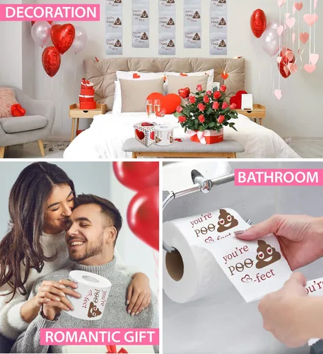Miniatura 5 de Printed TP Papel higiénico romántico You're Perfect – Divertido, inusual, lindo regalo de San Valentín para él, ella, novio, novia, marido, esposa