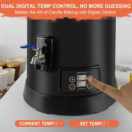 Miniatura 5 de Leerie D15 - Derretidor de cera comercial digital de 30 libras para hacer velas, olla de fusión de cera de vela grande con control preciso