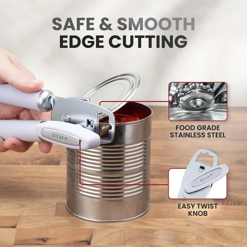 Miniatura 4 de Zulay Kitchen Abrelatas manual de acero inoxidable resistente con abridor de botellas, abrelatas manual a prueba de óxido con perilla giratoria