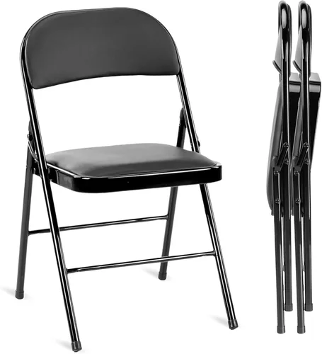 Miniatura 11 de YSSOA Paquete de 2 sillas plegables con asientos acolchados de vinilo y marco de metal duradero para fiestas en interiores y exteriores, hogar
