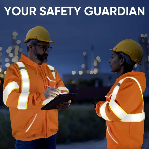 Miniatura 6 de TICONN Chaqueta con capucha de seguridad, sudadera con capucha reflectante de alta visibilidad, equipo de PPE para clima frío cumple con ANSI III