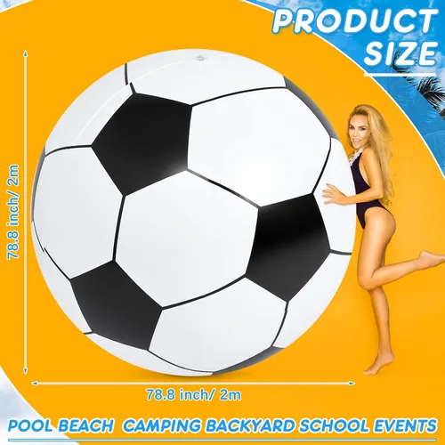 Miniatura 2 de Lewtemi Gran Pelota de Fútbol Inflable Gigante, Bola de Playa Inflable Grande para Deportes de Playa y Piscina, Juguetes de Decoración para Fiestas