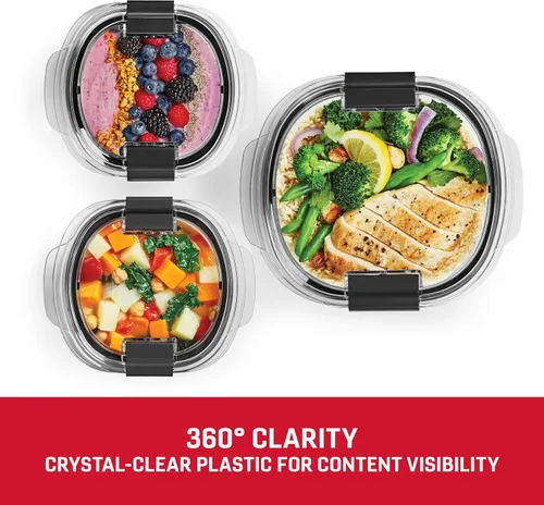 Miniatura 5 de Rubbermaid Brilliance® - Recipientes redondos a prueba de fugas, juego de 6 piezas (paquete de 2)