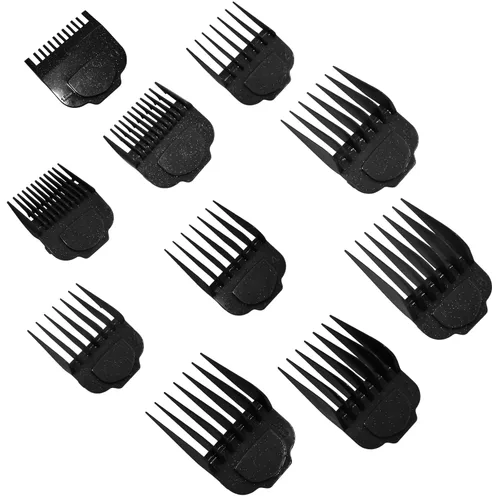 Juego de peine guía de cortapelos magnético compatible con cortapelos Andis Master, tamaño de 1/16 a 1 pulgada, 10 piezas, color negro