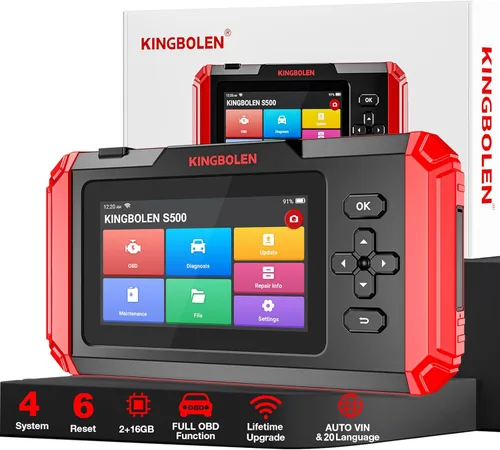 KINGBOLEN Escáner OBD2 S500 Escáner de Automóviles, Herramienta de Diagnóstico con Actualización Gratuita de por Vida y 6 Reseteos, Reseteo de