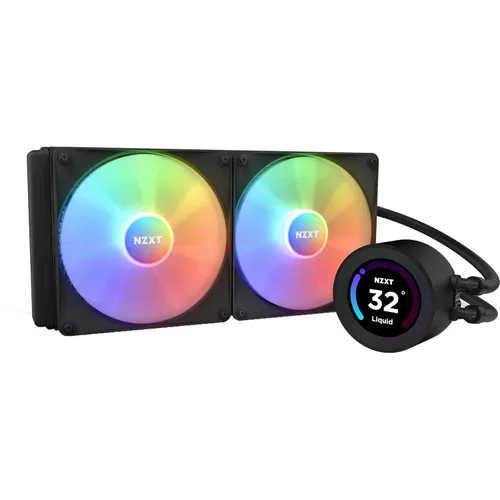 Enfriador de agua NZXT Kraken Elite 280 RGB - 11.024 in con pantalla, controlador RGB y ventiladores RGB negro
