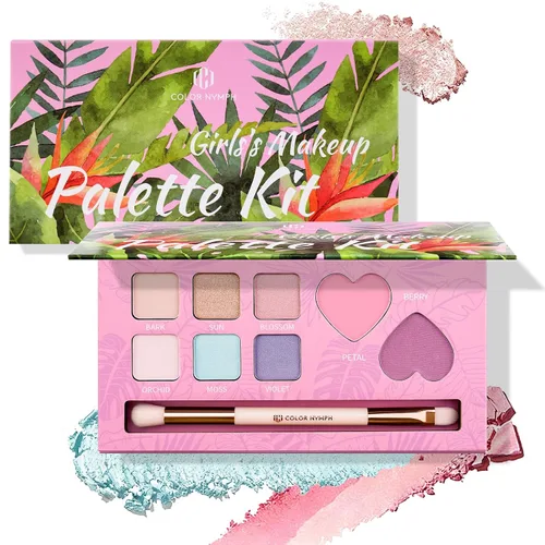 Miniatura 9 de Color Nymph Maquillaje de ojos y mejillas para niñas, paleta de sombras de ojos, rubor e iluminador para adolescentes y adolescentes, ideal