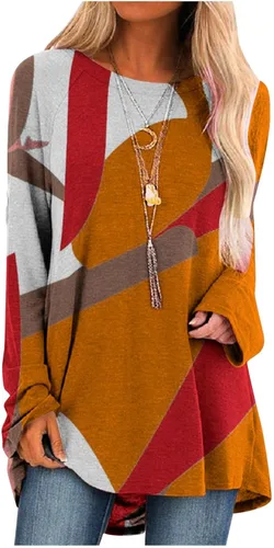 Miniatura 15 de Túnicas o tops para mujer para llevar con leggings, manga larga, ajuste holgado, ropa de otoño, cuello redondo, degradado, cómodas, blusas 02 Verde