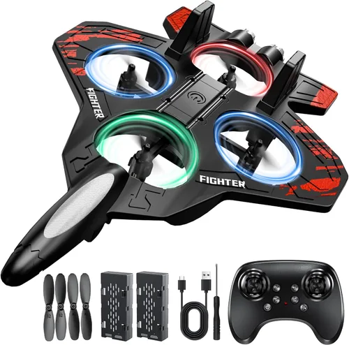 Miniatura 10 de Foam Remote Control Airplanes, RC Planes with Light, RC Airplane Fighter Jet for Kids Adults 8-16, 360° Flip, Stunt Roll, Drones for Kids 8-12