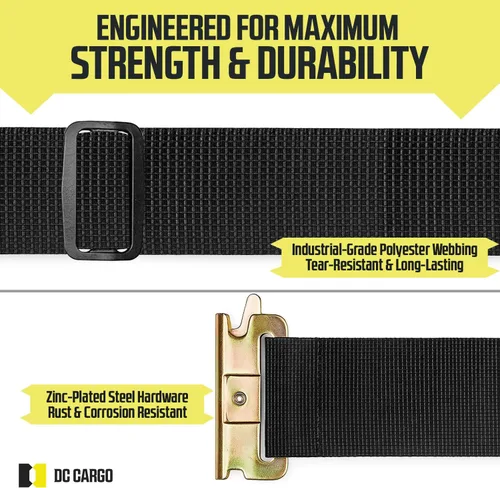 Miniatura 4 de DC Cargo Mall Correas E Track – Paquete de 4 – Correas de amarre ajustables y estándar resistentes de 12 a 22 pulgadas, compatibles con accesorios